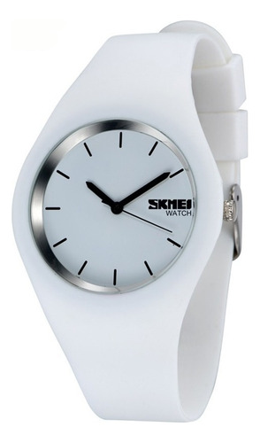 Reloj De Silicona Skmei Para Dama Ultra Delgado Color Blanco