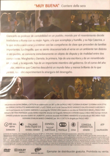 Caterina En Roma - Dvd Nuevo Original - Paolo Virzi