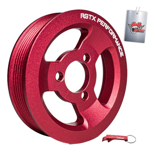 Imagem 4 de 6 de Kit Polia Vw Ap Poly V Vermelha - Rgtx