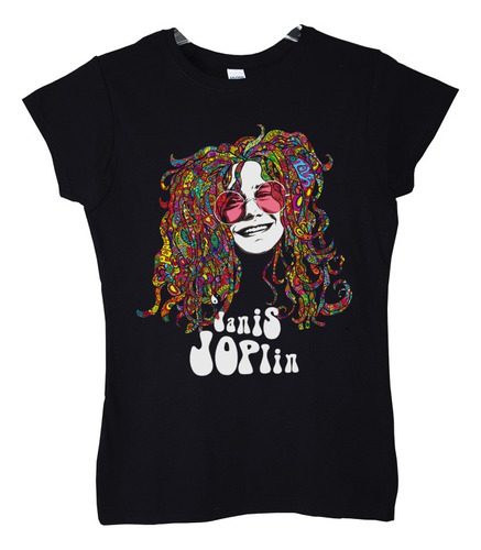 Polera Mujer Janis Joplin Face Art Vintage Logo Rock Abomina