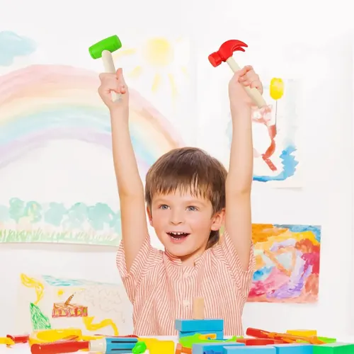 Iplusmile Martillo De Madera Mini – Juguete Educativo Para Bebés Y Niños Pequeños, Coordinación Mano-Ojo, Regalo De 12 Piezas