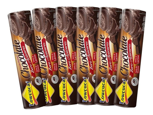 Lowçucar Kit 6 Biscoito Recheado Chocolate Zero 120g