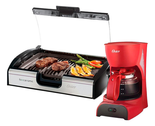 Combo Oster Parrilla Ckstgr3006 + Cafetera Bvstdcdr5r