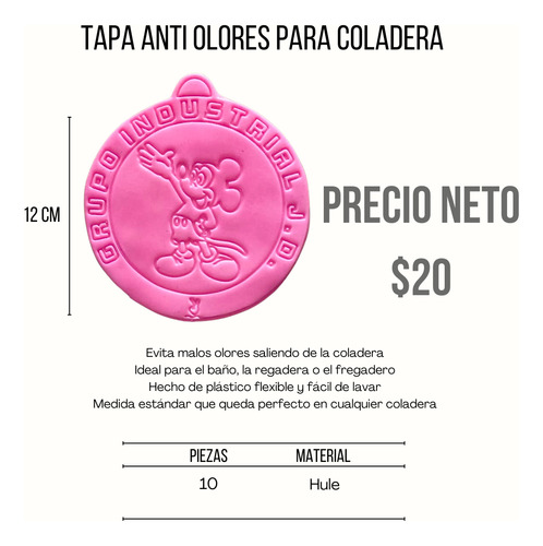Tapa Anti Olores Para Coladera (10 Piezas)