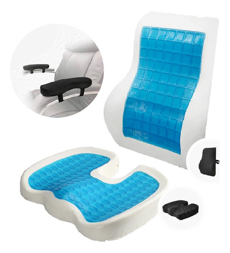 Cojin Lumbar + Coxis Gel Tech 4 Fundas- Regalo Apoyabrazos