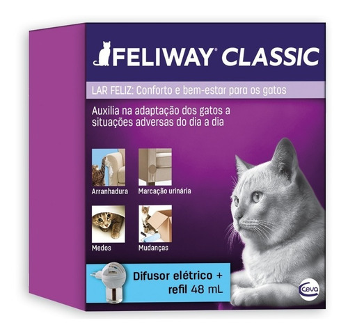 Feliway Completo Ceva - Difusor Eletrico + Refil 48 Ml 