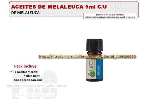 Aceites Melaleuca 100% Puros Mezcla Relajante Pure Blue Heat