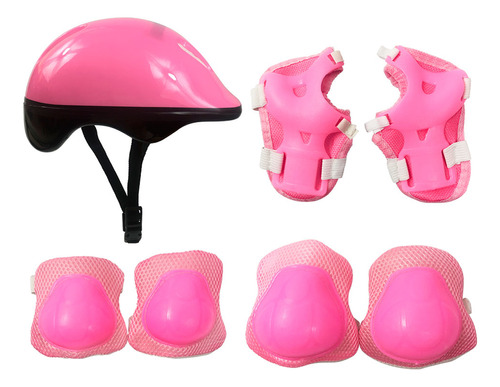 Kit Capacete Infantil Proteção Bicicleta Patins Skate Rosa