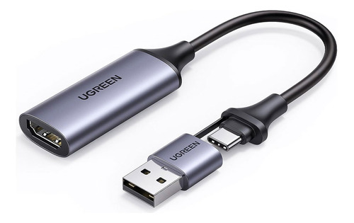 Adaptador Vídeo Hdmi Hembra A Usb + Usb-c 4k 60hz Ugreen 