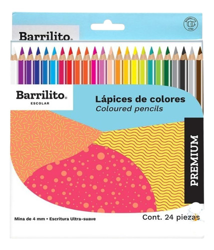 Colores Barrilito 24 Pzs Mina Suave Extragruesa 4 Mm