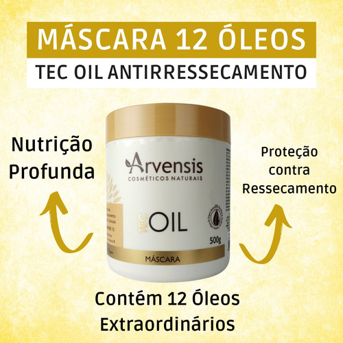 Kit Arvensis Cachos Tec Oil Hidratação Reconstrução 6 Itens