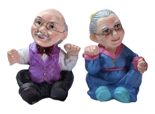 Figura Pareja De Abuelos/ Abuelitos En Resina- Artesania Mex