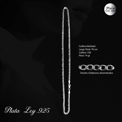Cadena Dije Plata Fina 925 Gruesa Cubana Barbada Para Hombre 70 Cm De Largo 3 Mm Calibre 100 Collar Ideal Para Regalar En Ocasiones Especiales Como Cumpleaños Momentos Especiales