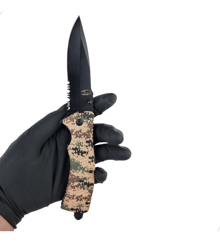 Canivete Tático Camuflado Deserto Com Pederneira