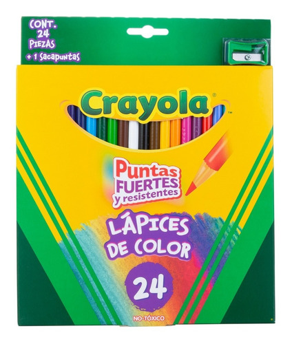 24 Lápices De Color Redondos Con Sacapuntas Crayola