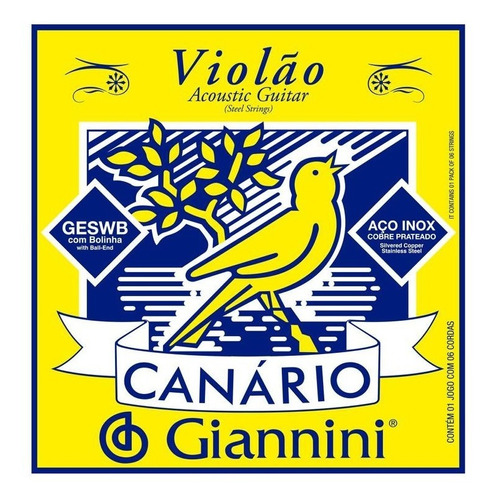 Imagem 1 de 1 de Encordoamento De Violão Canário - Giannini - Aço C/ Bolinha