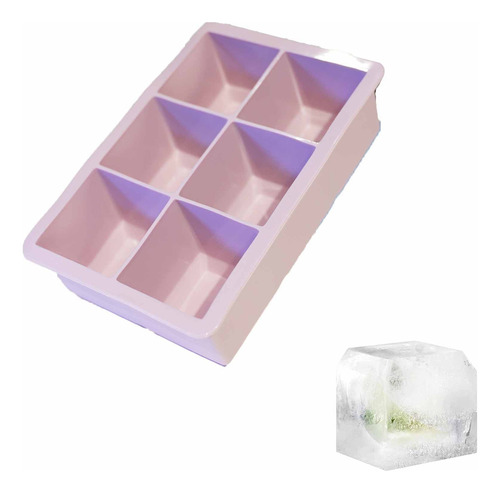 Cubetera De Silicona Xl Ionify Para 6 Cubos De Hielo Color Lila Pastel