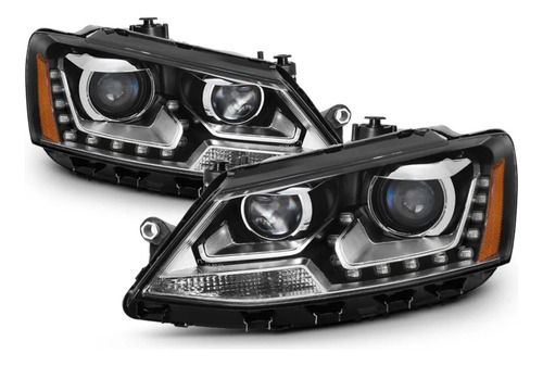 Juego Faros Deportivos Lupa Y Led Jetta Mk6 11-18 Kitmk6cr