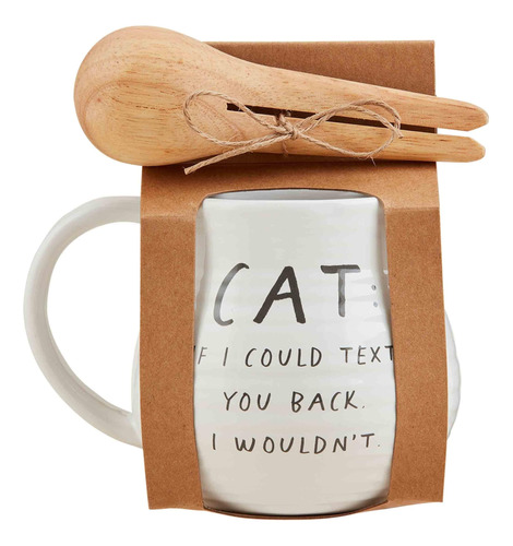 Juego De Taza Y Cuchara Con Forma De Gato Con Texto De Paste