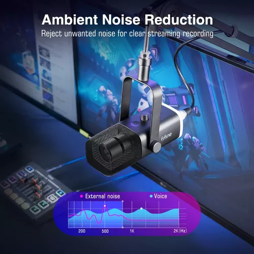 Auriculares con cable para juegos y micrófono dinámico XLR, micrófono de  podcast vocal FIFINE con patrón cardioide, para transmitir voz en off