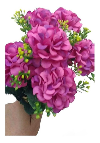 Buquê De Mini Hortênsia Artificial Flores Folha Decoração | MercadoLivre