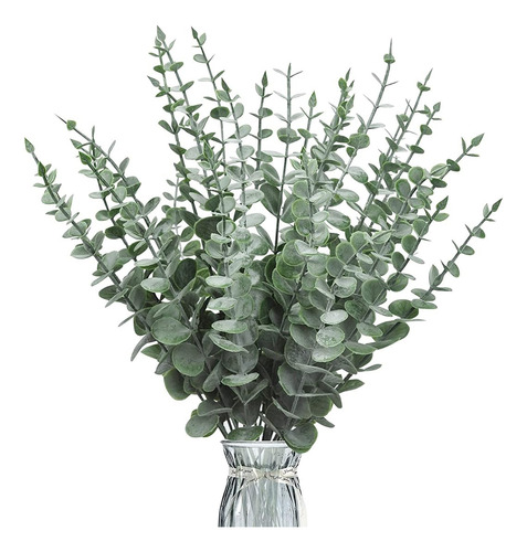 24 Ramas De Eucalipto Artificial, Hojas Verdes Para Centros