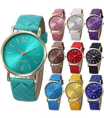 Yunanwa 10 Pack Mujeres Hombres Relojes De Platino Unisex