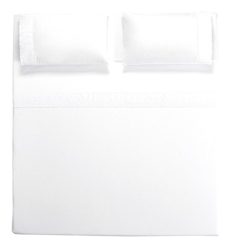 Sábana Broderie Pamplona S.king Blanco Diseño De La Tela Liso