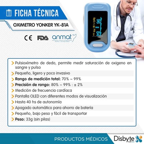 Imagen 8 de 9 de Oximetro De Pulso Medico Saturometro Medición Oxigeno Anmat