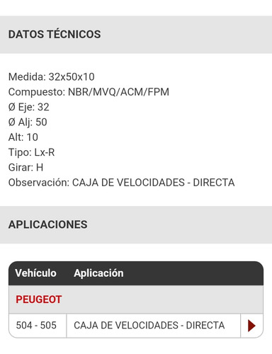 Reten Directa Caja De Velocidades Peugeot 504 505 Cod 8091