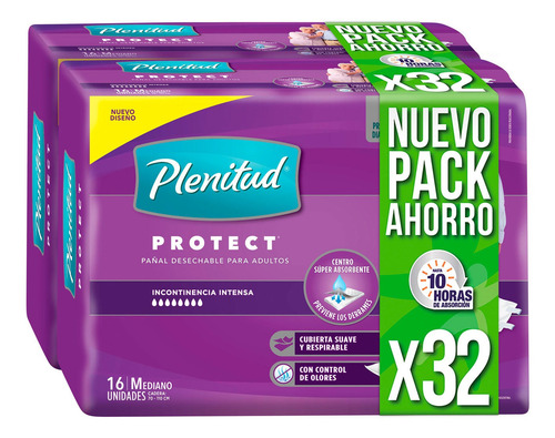 Imagen 1 de 2 de Pañales Plenitud M X 96 Unidades (3 Paquetes X 32)