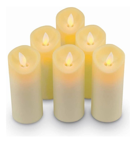 Velas Led Grandes De Pilas 6pcs, Parpadeo Flama Realista . .