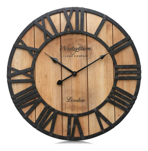 Westzytturm Reloj De Pared Rustico Con Marco De Madera, Con 