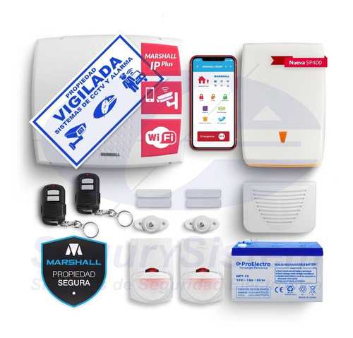 Kit Marshall Alarma Domiciliaria Wifi Ip Sensor Casa Sirenas