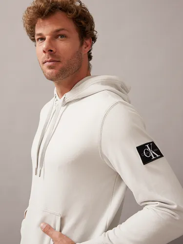 Polerón Con Gorro Badge Blanco Calvin Klein
