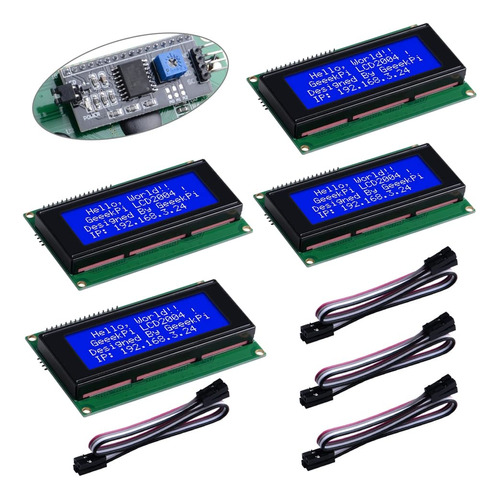 Geeekpi Paquete De 4 Iic I2c Twi Serial Lcd 2004 20x4 Modulo