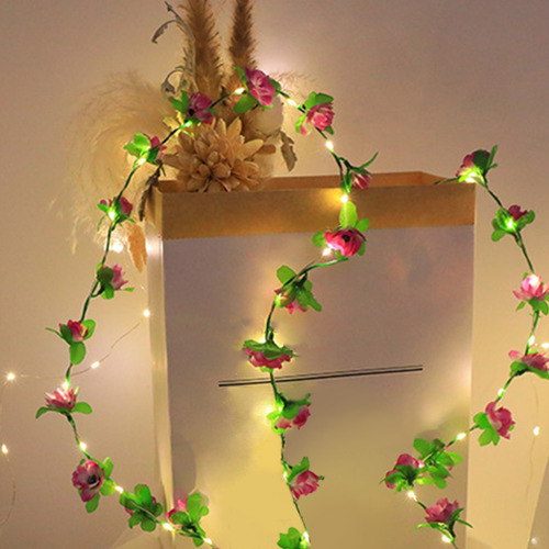 Luz Led L Led De Cobre Con Forma De Flor De Glicina Y Ratán