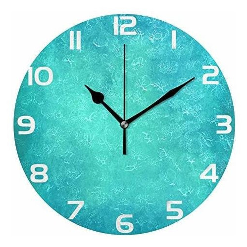Reloj De Pared Redondo Mármol Azul Teal Alaza