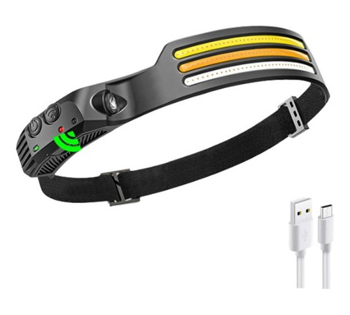 Linterna De Cabeza Pesca 3 Lineas Recargable +led Cob Roja