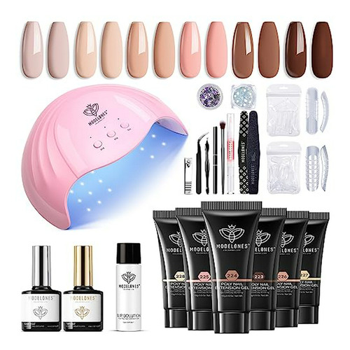 Modelones Kit De Gel De Uñas De Polietileno Con Lámpara De U