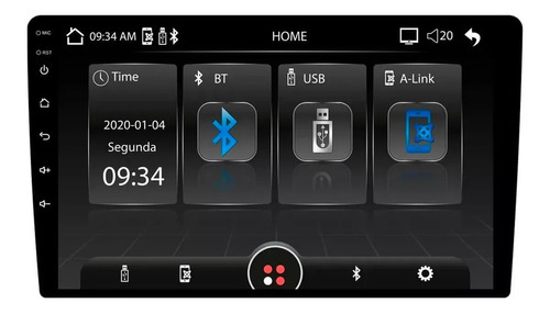 Central 9 Pol Multimídia Mp5 2din Usb Aux Sd Bt Espelhamento