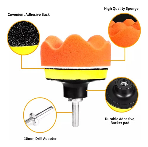 Kit Almohadilla Esponja Pulidor Auto Coche Pulir 11 Piezas