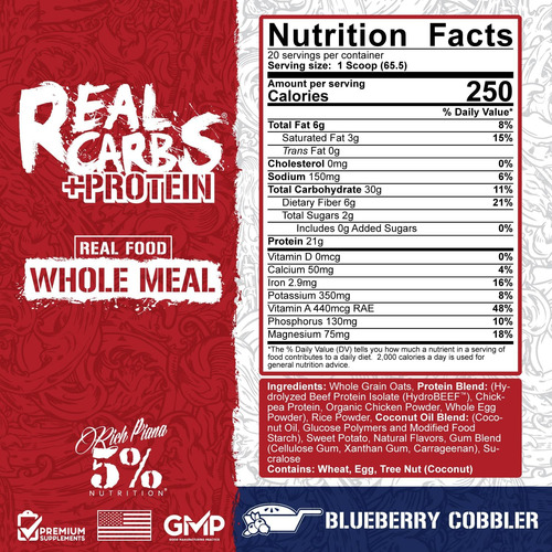 5% Nutrition Rich Piana Real Carbs + Protein | Clean Mass...