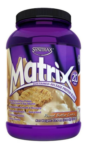 Suplemento em pó Syntrax  Matrix proteínas Matrix sabor  bolacha de manteiga de amendoim em pote de 907g