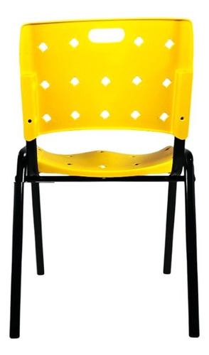 Kit 3 Cadeira Iso Empilhavel Grande Reuniões Escritórios Eh Cor Amarelo