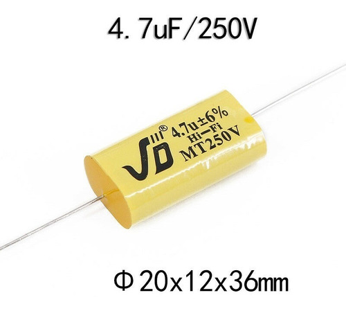 Capacitor Polipropileno Cbb 4,7µf ±6% 250 V 20x12x36mm