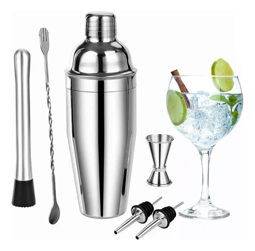 Kit De Cocteleria Shaker Cocktail Bar Set 500ml 6 Piezas