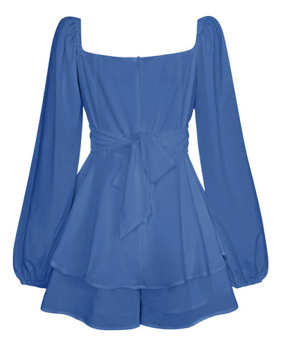Vestido De Punto De Cuello Redondo De Color Liso Manga Linte