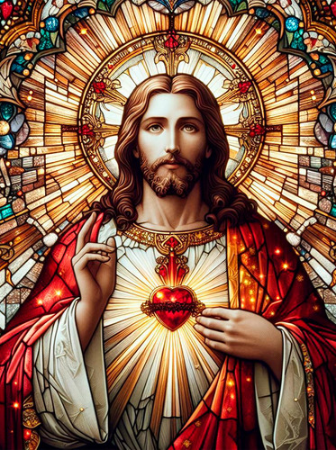 Jesus Imagen En Azulejo Mosaico Cuadro Decorativo De 45x60 Blanco Blanco