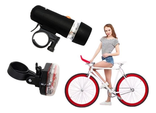 Set De Luz Led Delantera Y Trasera Con Pila Para Bicicletas